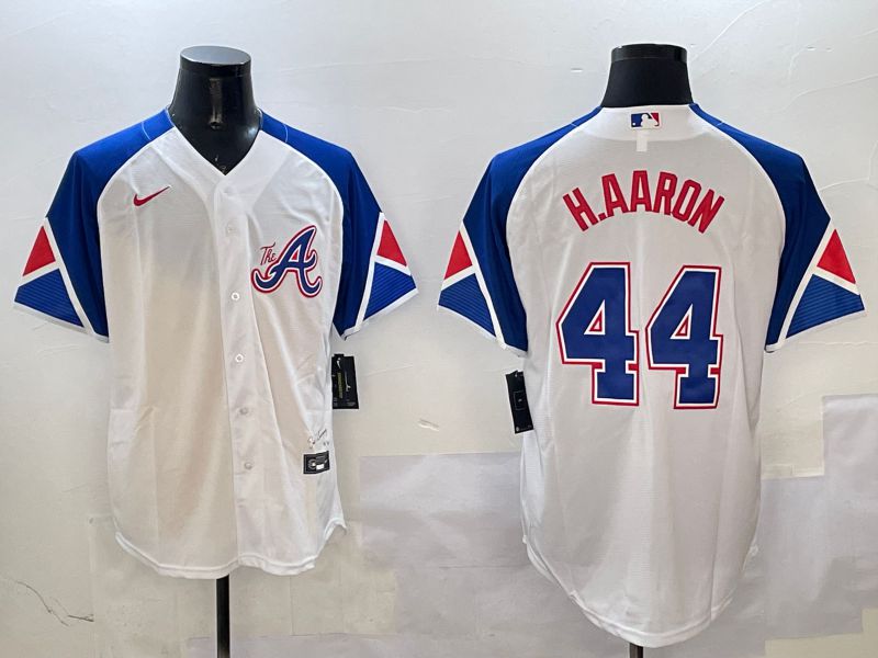 Men Atlanta Braves #44 H.Aaron White City Edition 2025 Nike MLB Jersey style 4